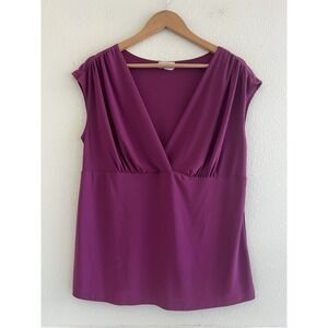 M.K.M Vintage V-neck Magenta Top Casual Feminine Coquette